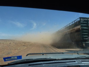 Passing a cattle truck on the Oodnadatta Track